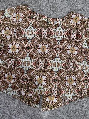 Patterned Boho Print Top in White, Orange & Green